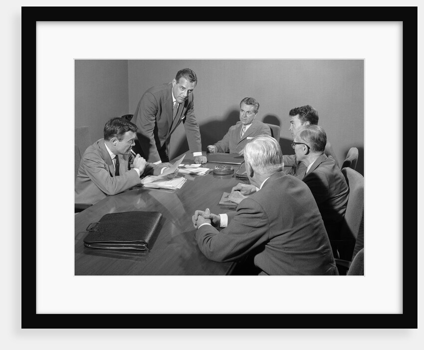1950s Six Businessmen Executives Around A Conference Table Talking by Anonymous