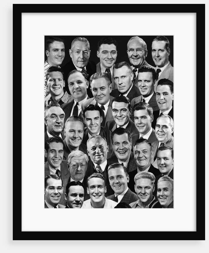 1950s 1960s Montage Of 29 Men's Heads All Are Smiling by Anonymous