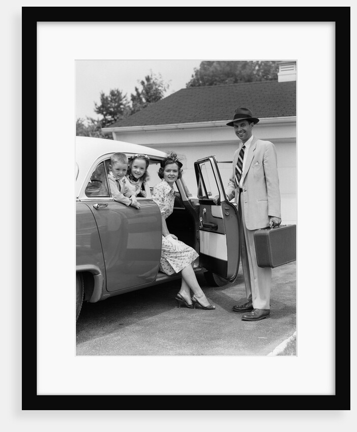 1950s Man Opening Automobile Door For Woman by Anonymous