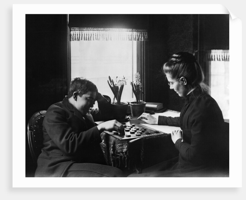 1890s 1900s Couple Playing Checkers by Anonymous