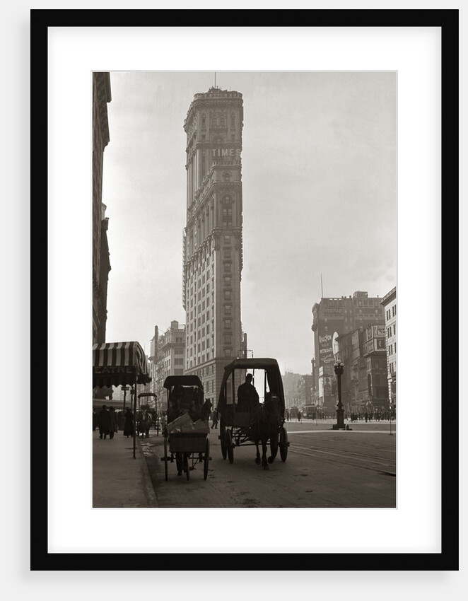 1900 New York City With Horse and Wagon In Foreground and Times Building In Background by Anonymous