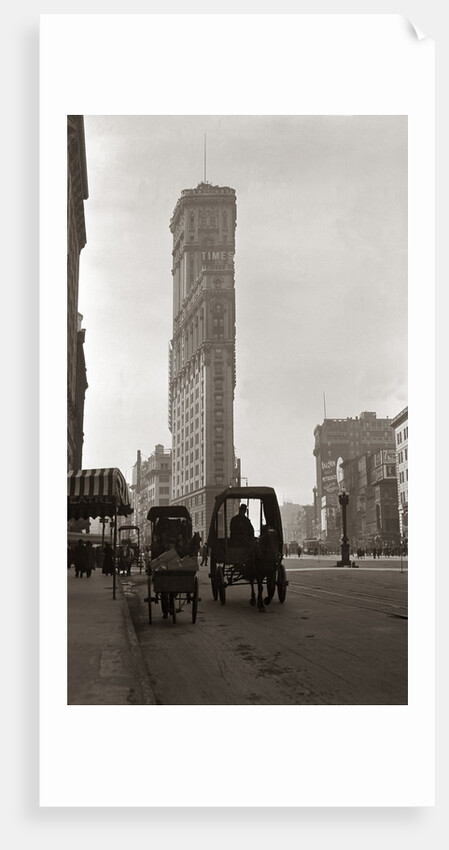 1900 New York City With Horse and Wagon In Foreground and Times Building In Background by Anonymous