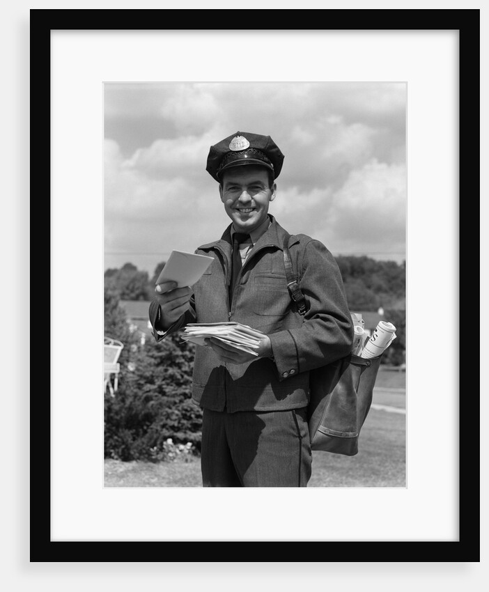1950s Man Postman Holding Out Letter by Anonymous