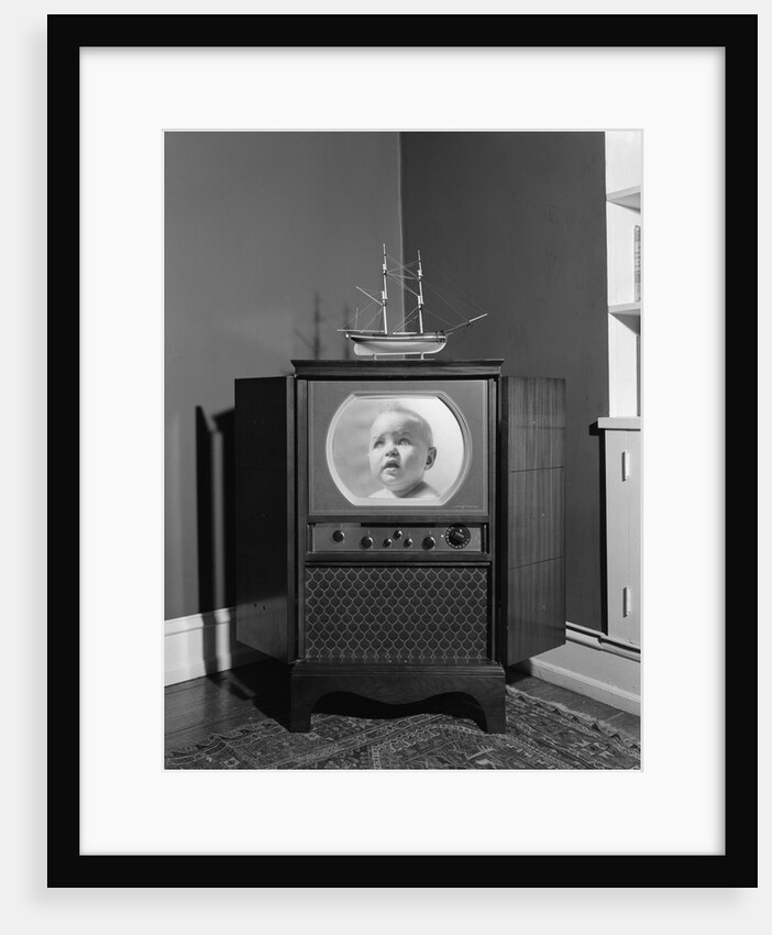 1940s 1950s Console Black And White Television Set by Anonymous