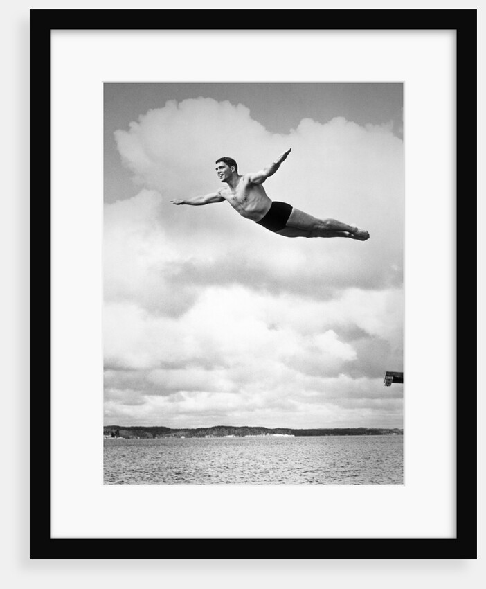 1930s Man Swan Diving From High Diving Board Outdoor by Anonymous