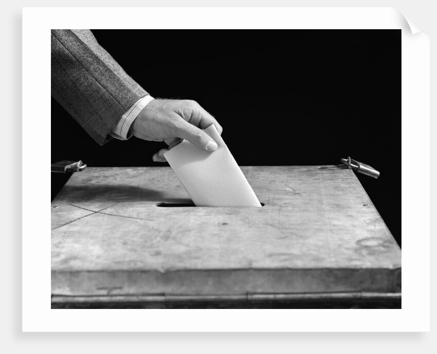1930s 1940s Male Hand Dropping Paper Ballot In Voting Box by Anonymous