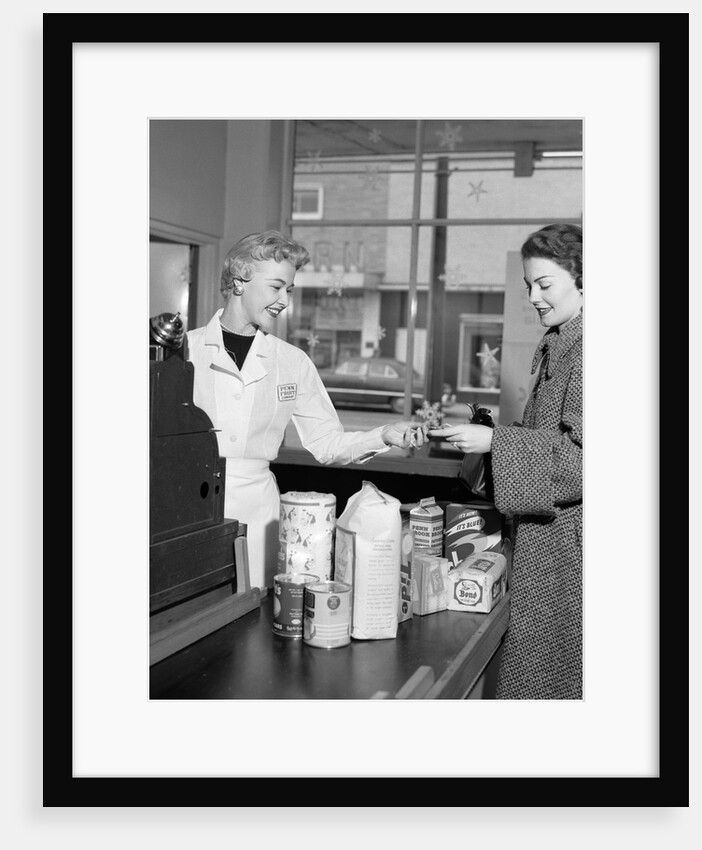 1950s Woman Grocery Store Checkout Female Cashier by Anonymous
