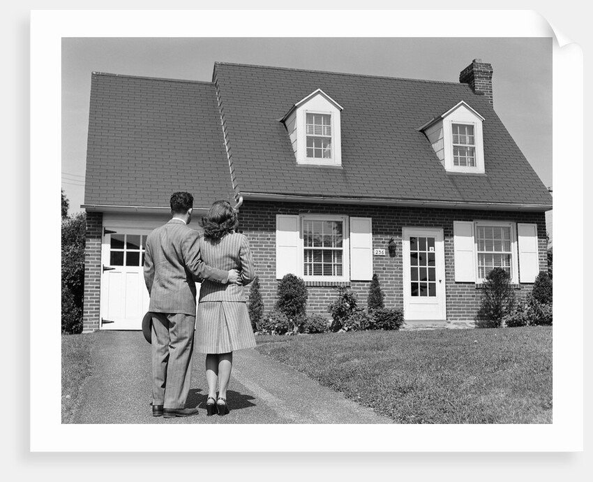 1940s Couple Looking At House by Anonymous