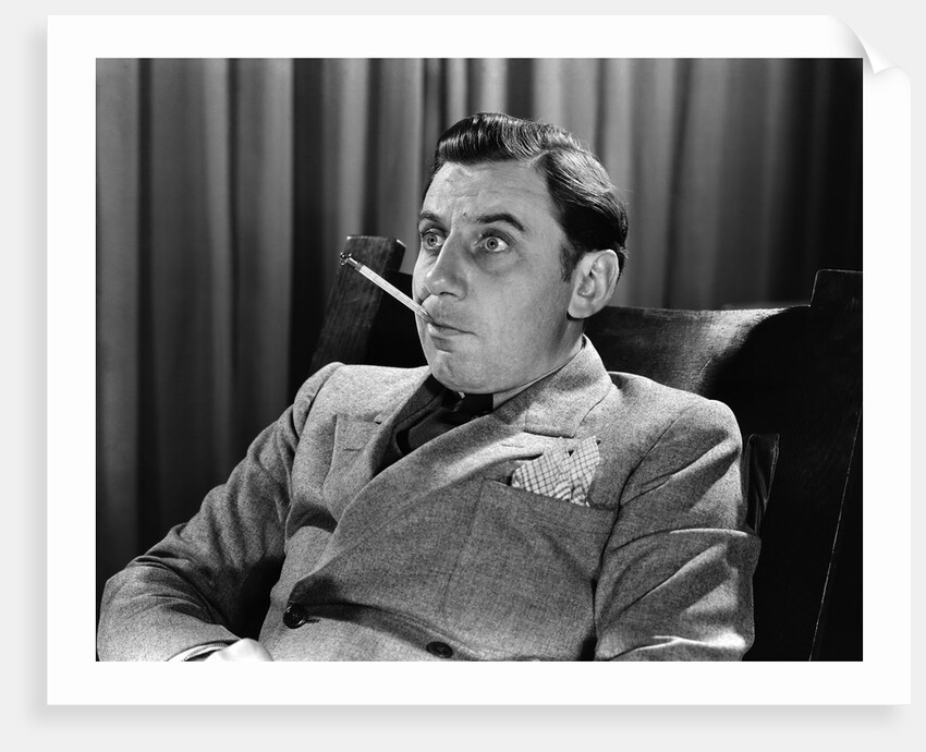 1930s Bug-Eyed Man With Thermometer In Mouth by Anonymous