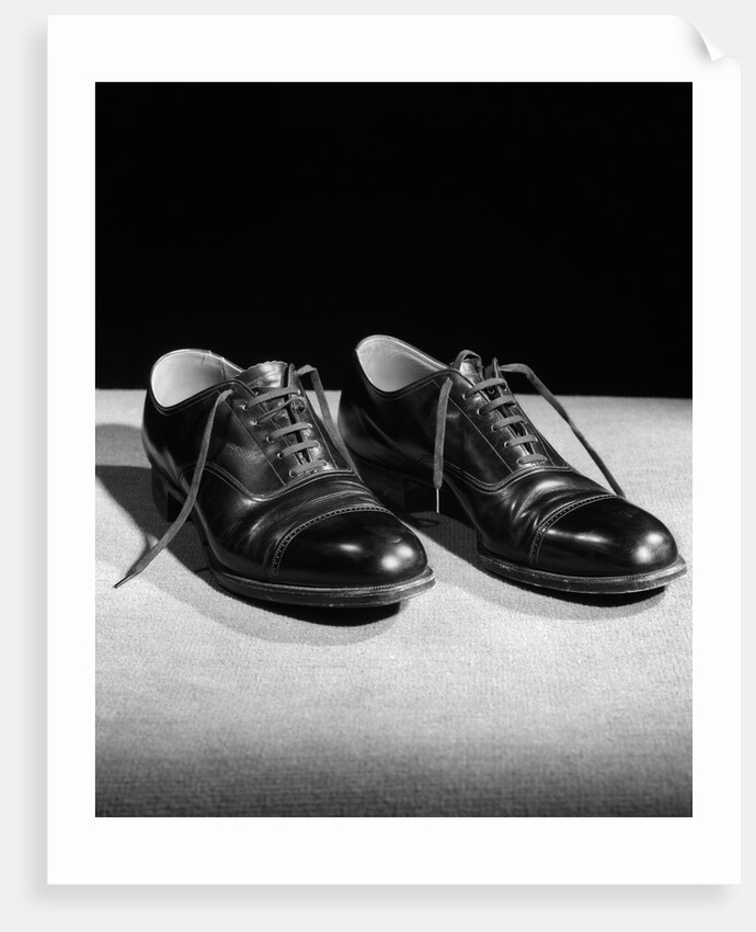 1930s Pair Of Black Lace Up Men's Shoes by Anonymous