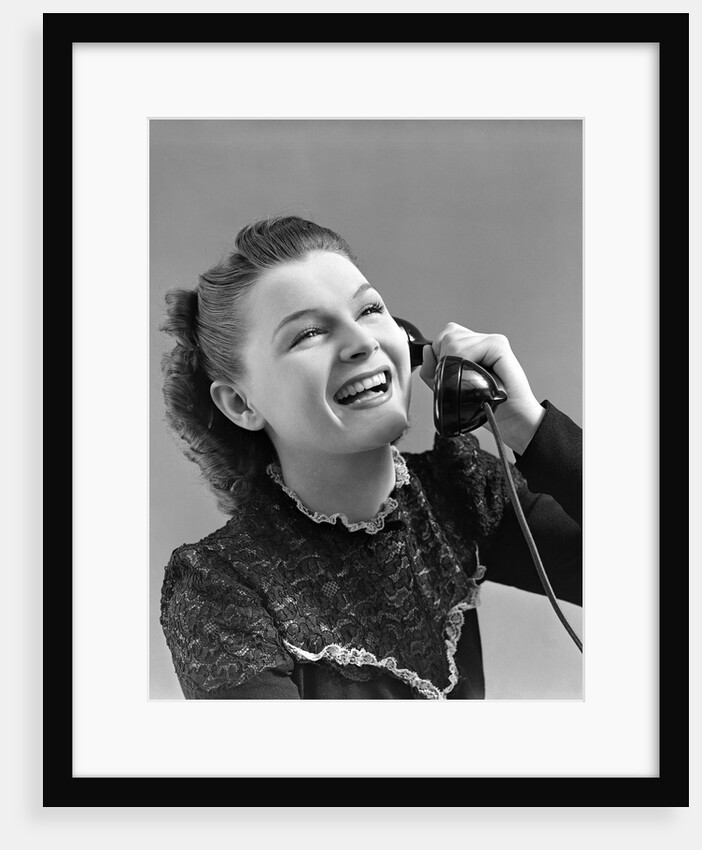 1940s Woman Talking Laughing On Telephone by Anonymous