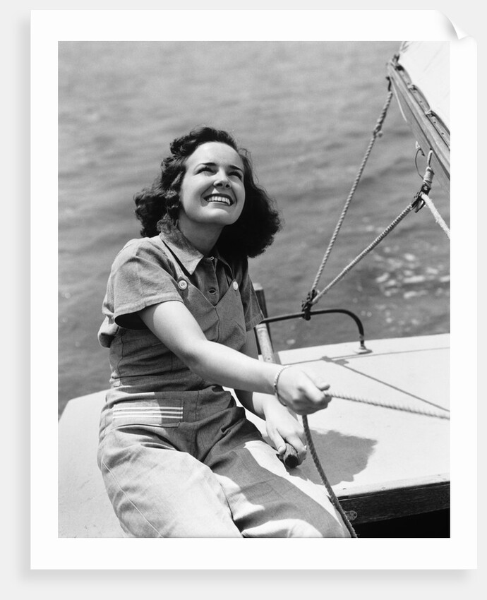 1940s Woman Sailor Sailing Boat Outdoor by Anonymous