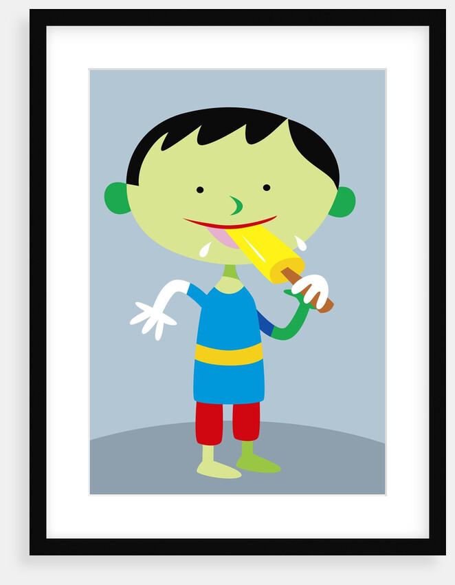 space boy eating popsicle by Anonymous