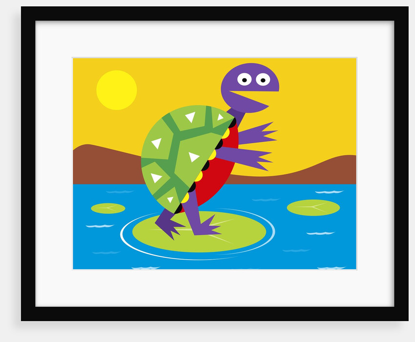 turtle on a lily pad by Anonymous