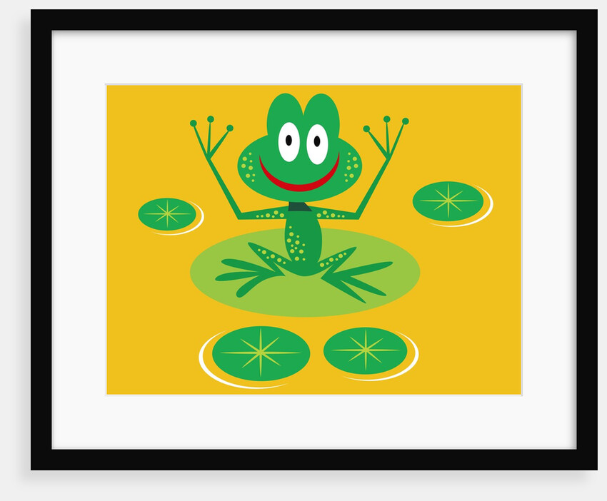 smiling frog on lily pad by Anonymous