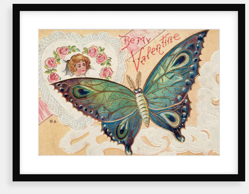 Be My Valentine Postcard with Butterfly by Anonymous