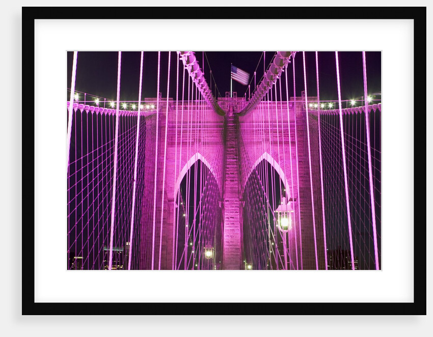 Brooklyn Bridge Lit Purple by Anonymous