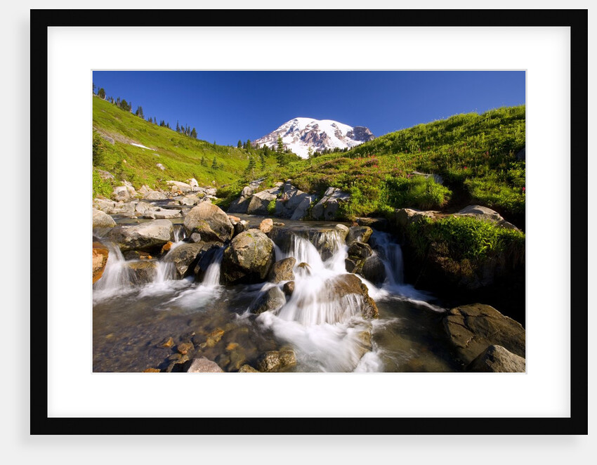 Waterfall and Mt. Rainier by Anonymous