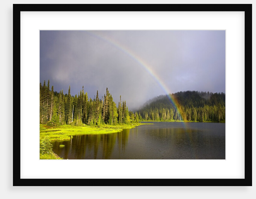 Rainbow Over Reflection Lakes in Mt. Rainier National Park by Anonymous