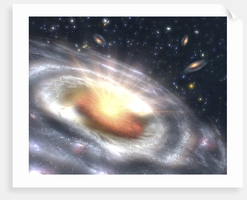 Artist's Conception of Quasar at the Center of Distant Galaxy by Anonymous