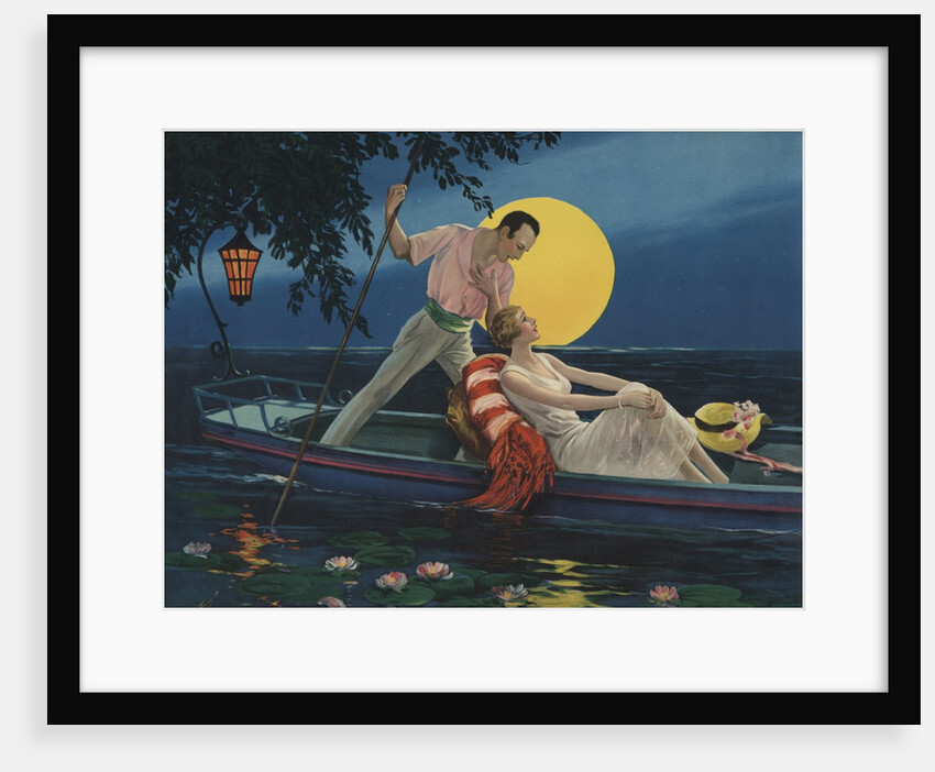 Calendar Illustration of Man Singing to Woman in Boat by Anonymous