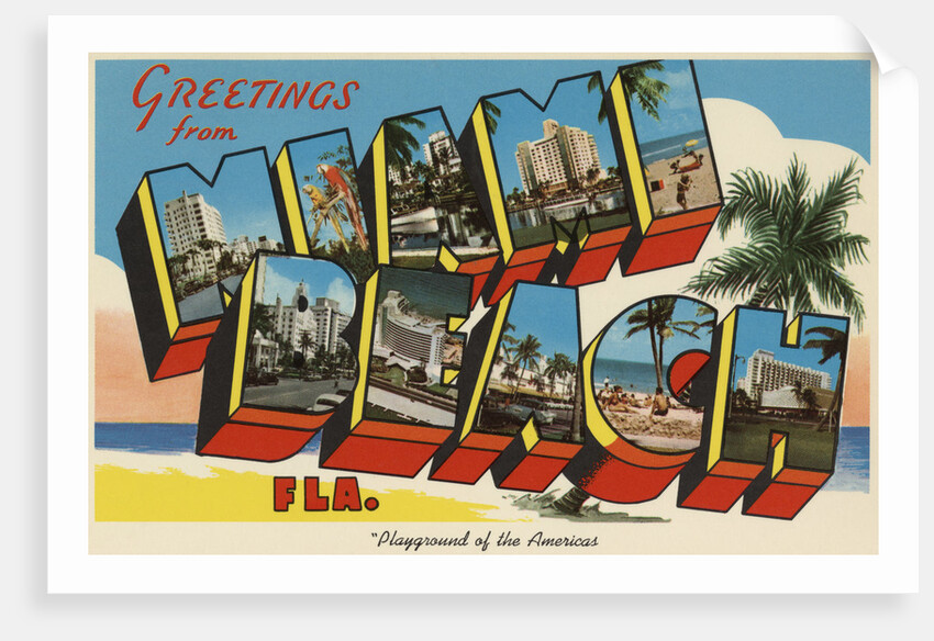 Greetings from Miami Beach Postcard by Anonymous