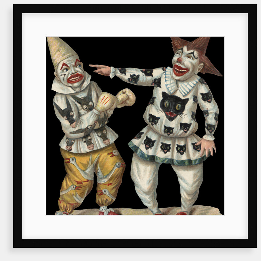 Victorian Die-Cut Scrap of Two Clowns by Anonymous