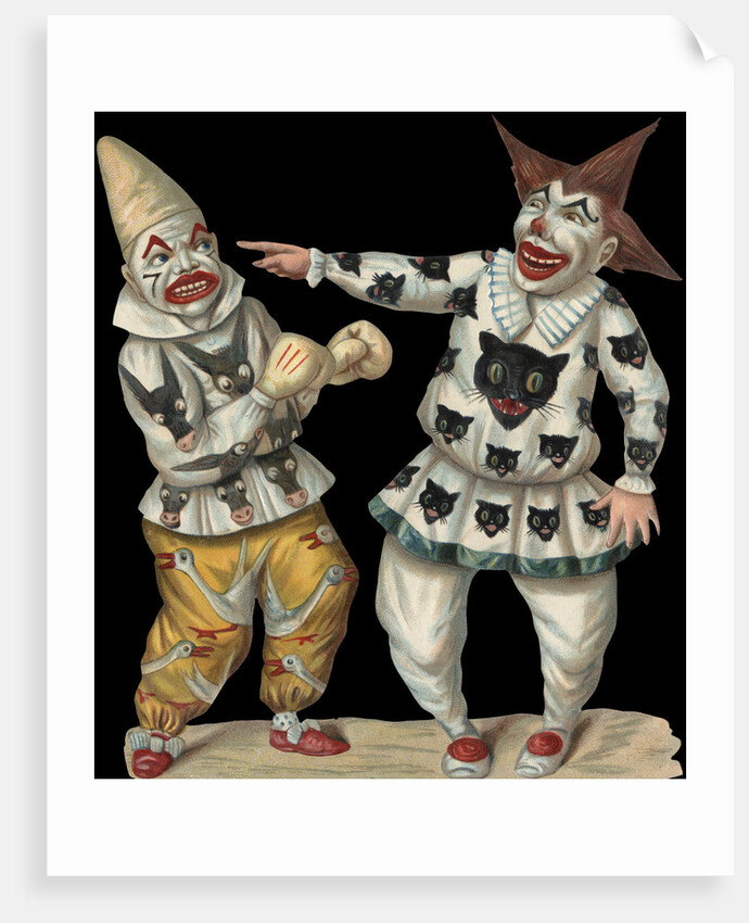Victorian Die-Cut Scrap of Two Clowns by Anonymous