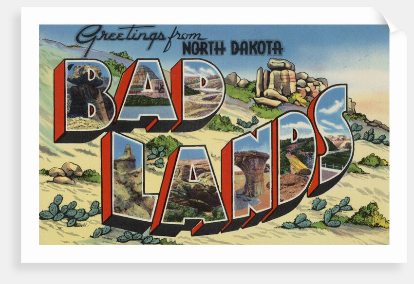 Greetings from North Dakota Bad Lands Postcard by Anonymous