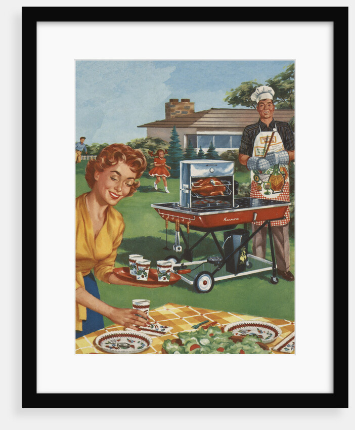 Magazine Illustration of Family Barbeque by Anonymous