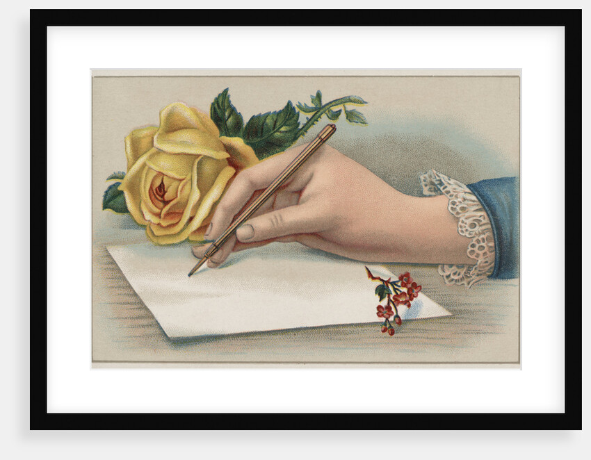 Bookplate Illustration of Woman's Hand Writing Letter by Anonymous