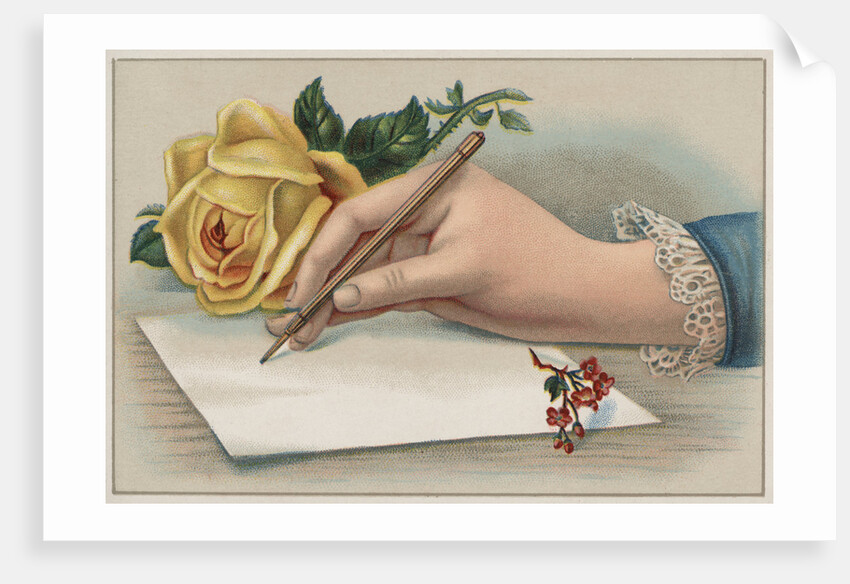 Bookplate Illustration of Woman's Hand Writing Letter by Anonymous