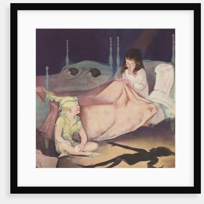 Illustration of Peter Pan and Wendy Talking at Night by Roy Best