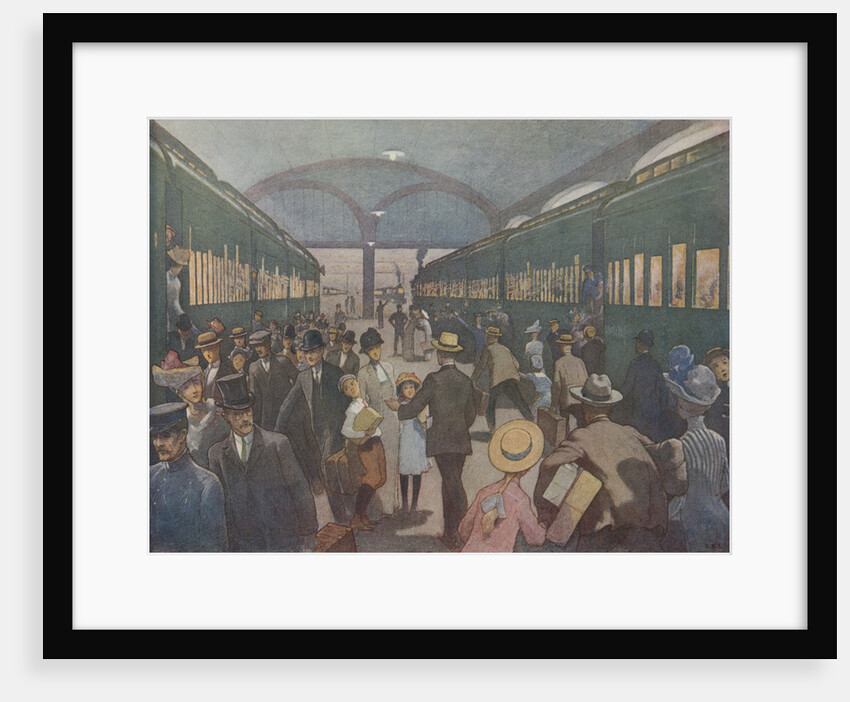 Illustration of Busy Railroad Station by E. Boyd Smith
