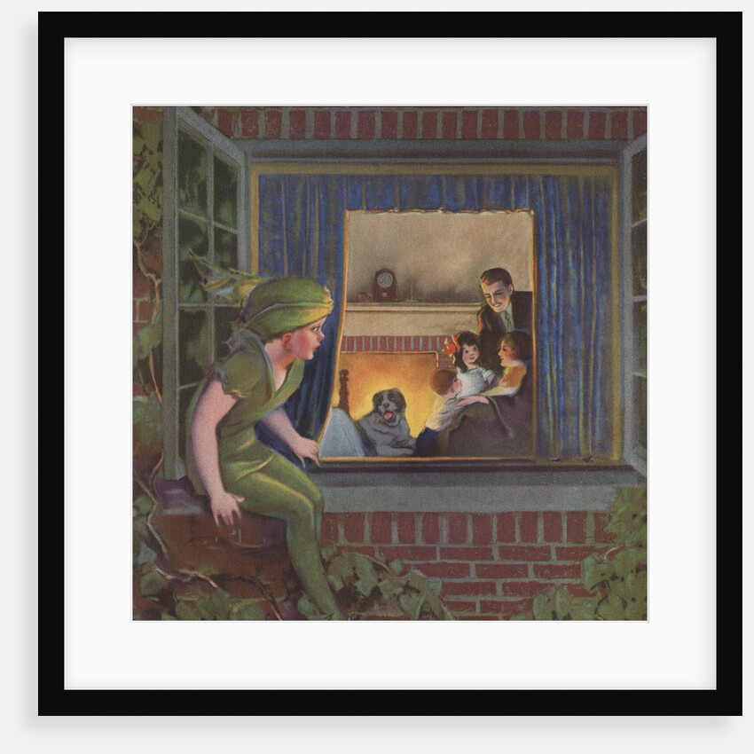 Illustration of Peter Pan Watching Happy Family by Roy Best