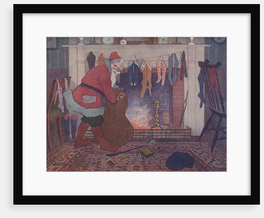 Illustration of Santa Filling Christmas Stockings by E. Boyd Smith