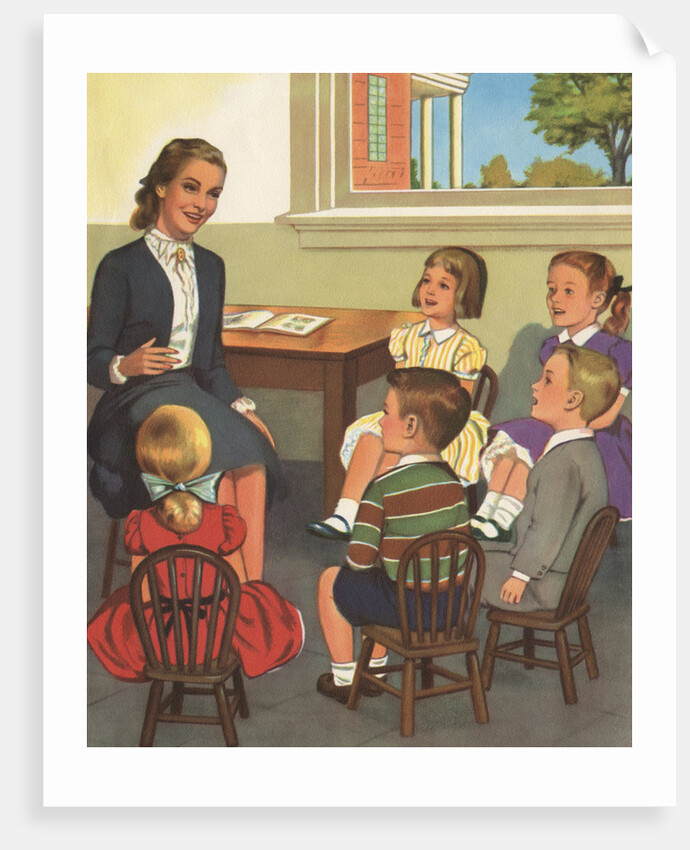 Calendar Illustration of Children Singing in Sunday School by Anonymous