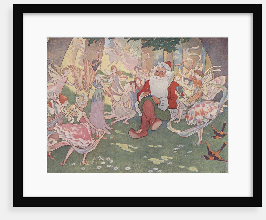 Illustration of Santa with Fairies by E. Boyd Smith