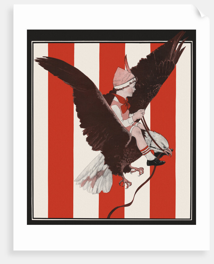 Magazine Illustration of Child Riding on Bald Eagle by Anonymous