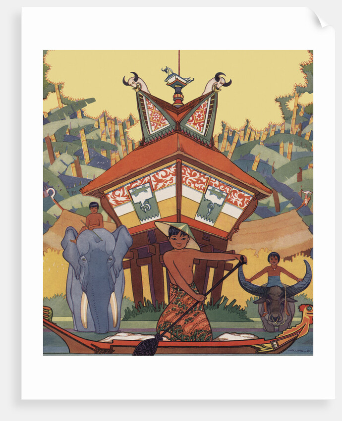 Magazine Illustration of Malay Children in Sumatra by Holling