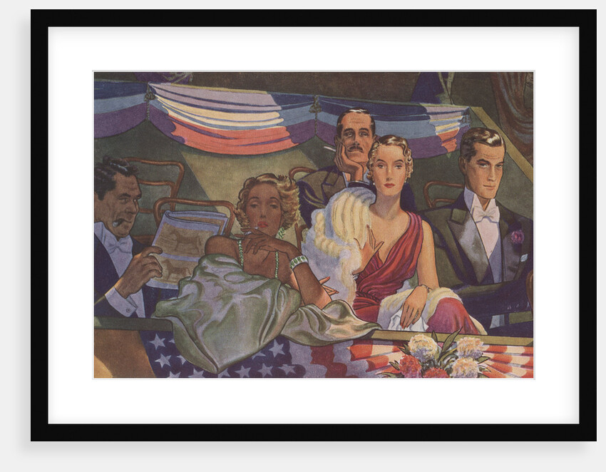 Illustration of Men and Women Sitting in Stands by Anonymous