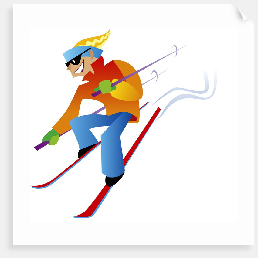 Freestyle Downhill Skiier by Anonymous