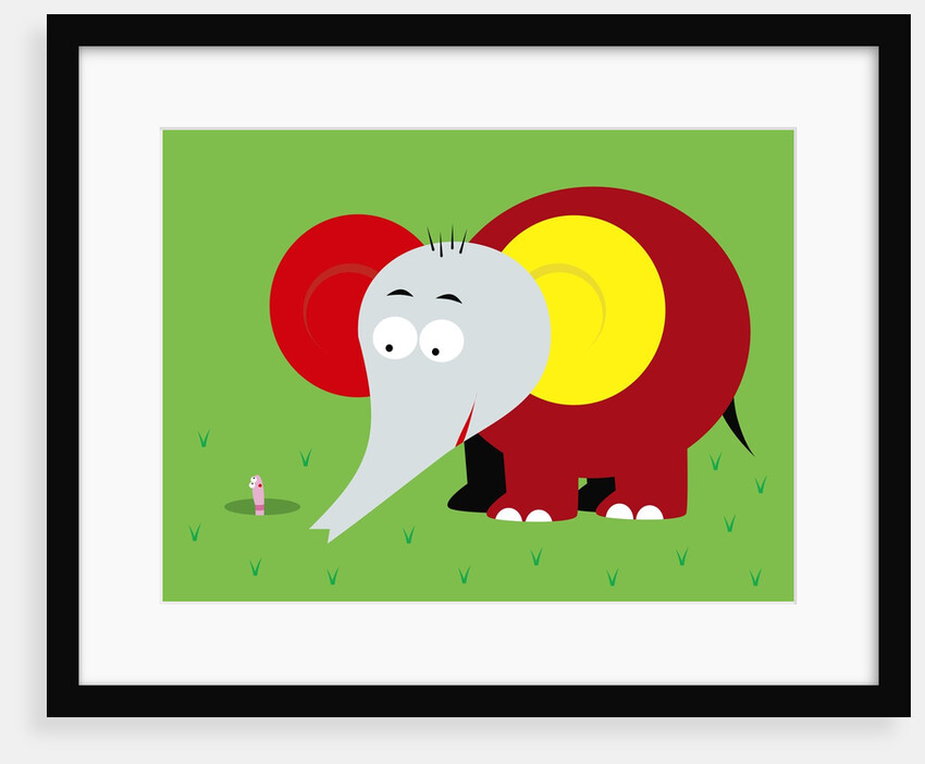 Colorful elephant with earthworm by Anonymous