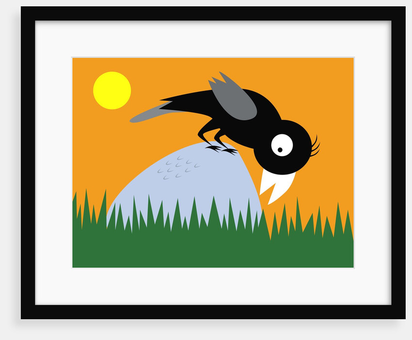 Crow on a rock by Anonymous
