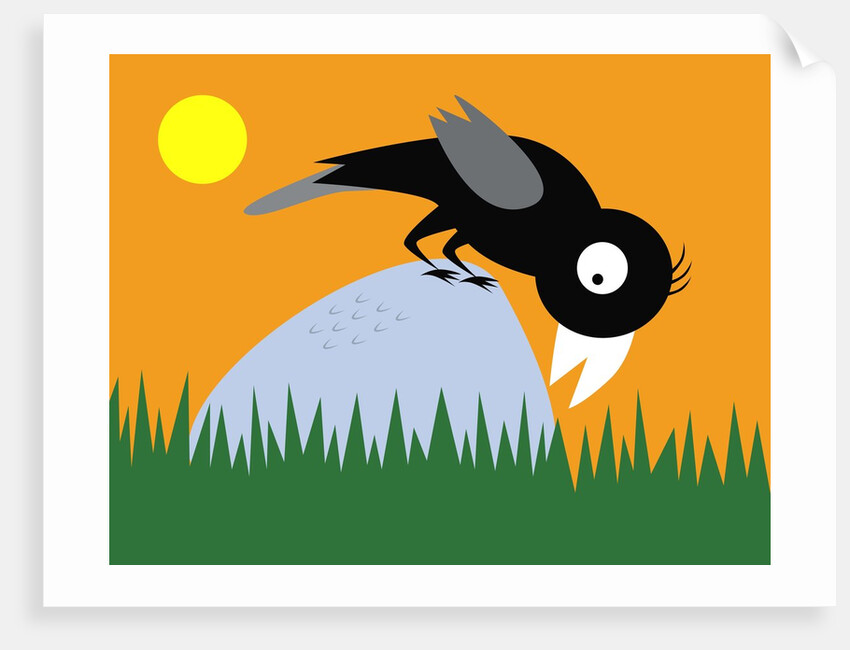 Crow on a rock by Anonymous