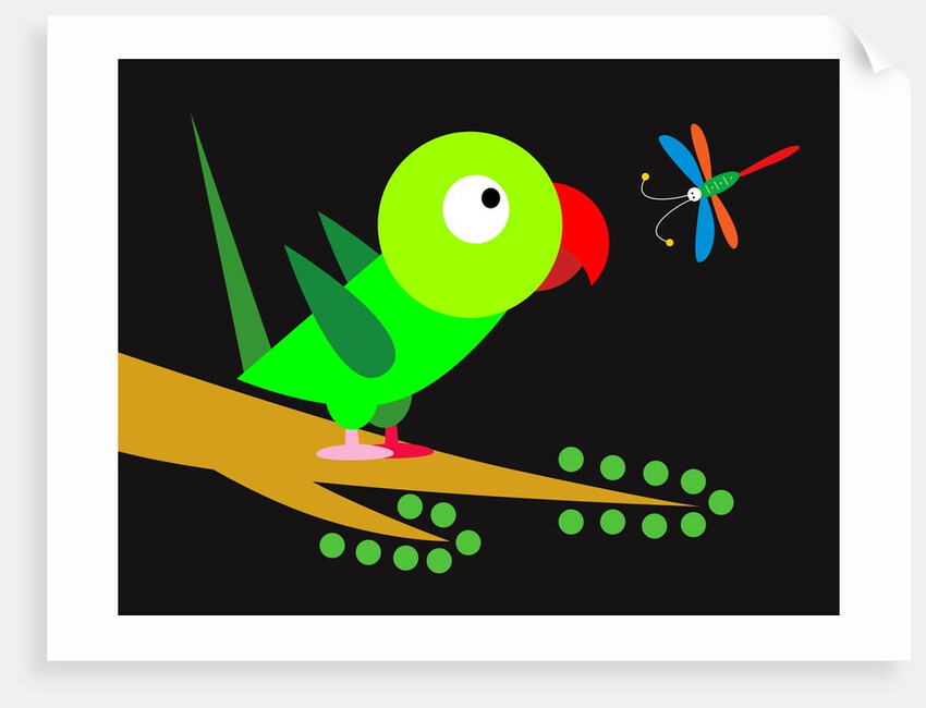 Parrot and dragonfly by Anonymous