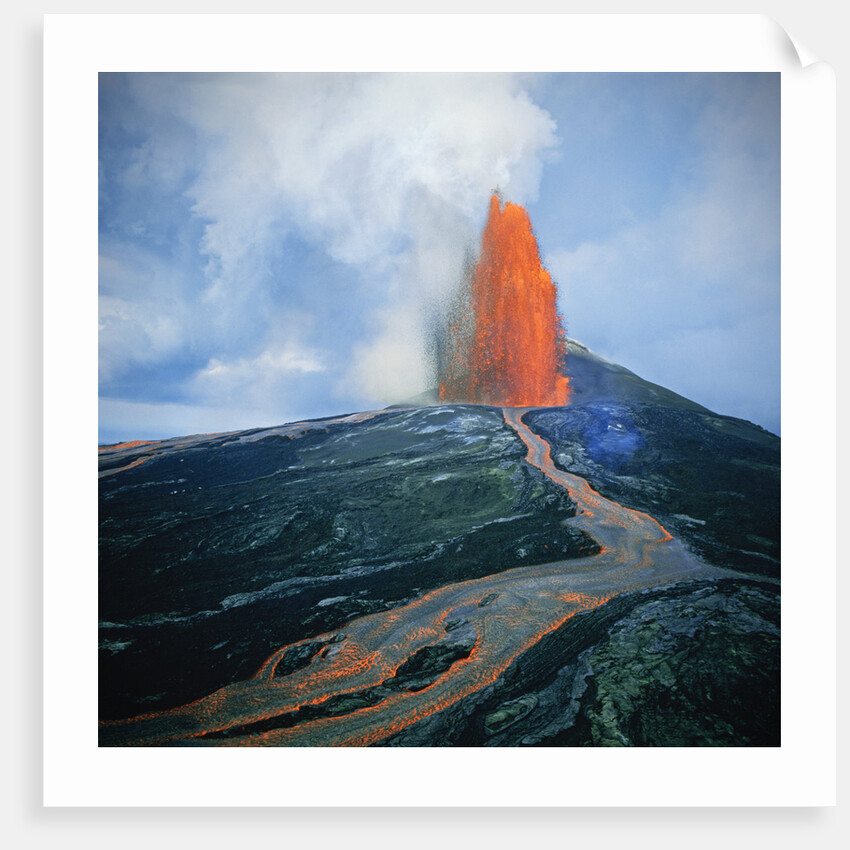 Lava fountain in Pu'u O'o Vent on Kilauea Volcano by Anonymous