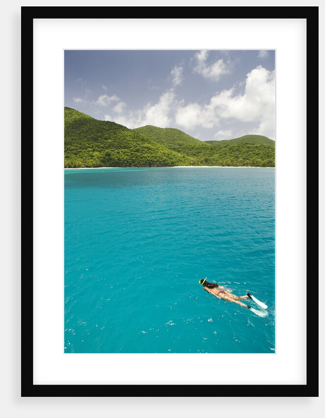 Woman Snorkeling in Hawksnest Bay at St. John Island by Anonymous