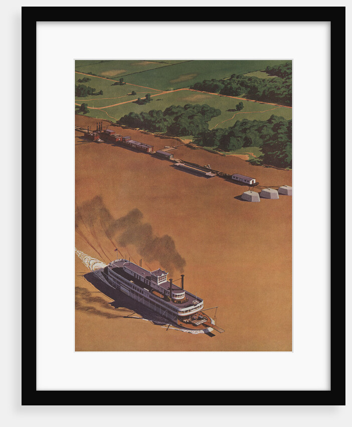 Illustration of Riverboat on Mississippi River by Anonymous