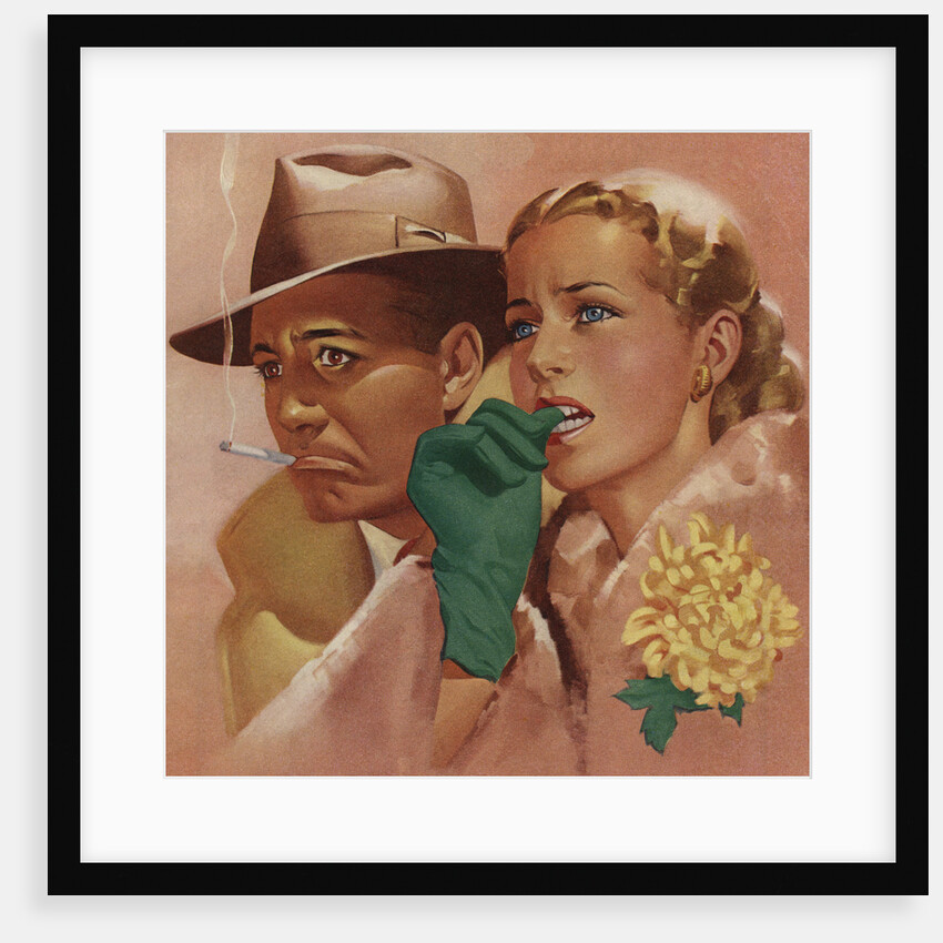 Illustration of Tense Couple Watching Football Game by Anonymous